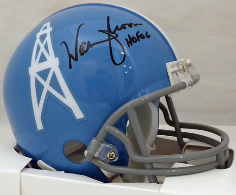 WARREN MOON AUTOGRAPHED OILERS BLUE MINI HELMET "HOF 06" MCS 185806