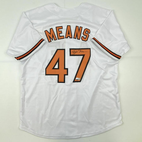 Autographed/Signed JOHN MEANS Baltimore White Baseball Jersey Beckett BAS COA