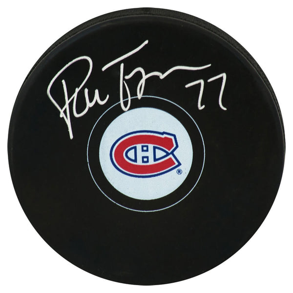 Pierre Turgeon Signed Montreal Canadiens Logo Hockey Puck - (SCHWARTZ COA)