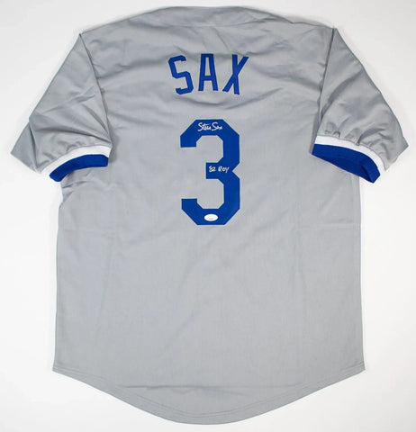 Steve Sax Signed Los Angeles Dodgers Jersey Inscribed "82 ROY"(JSA COA) 2nd Base