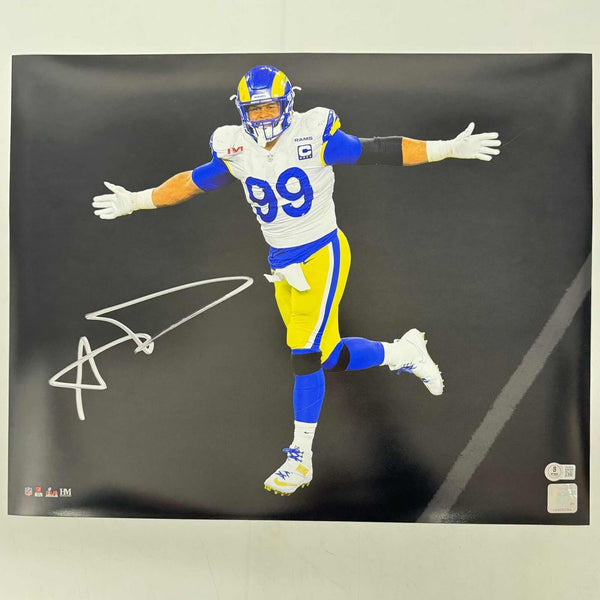 Autographed/Signed Aaron Donald Los Angeles LA Rams 16x20 Photo JSA COA #7