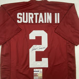 Autographed/Signed PATRICK SURTAIN II Alabama Red College Jersey JSA COA Auto