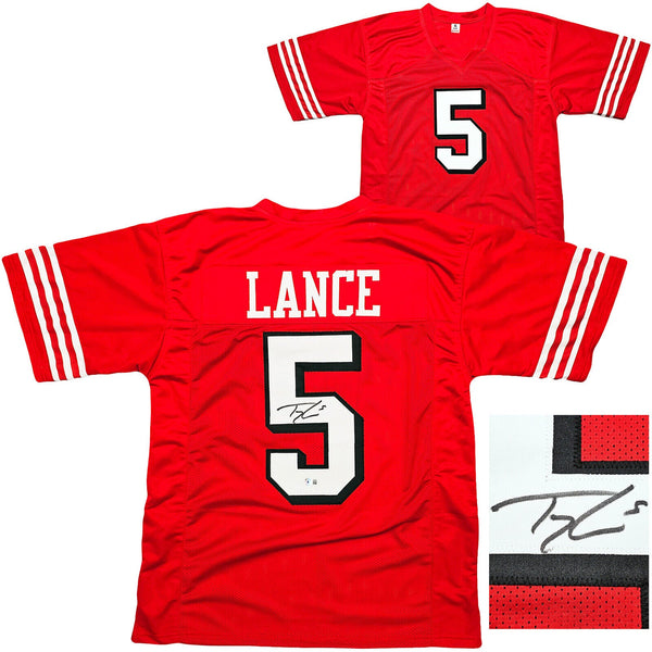 trey lance red throwback jersey