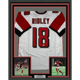 FRAMED Autographed/Signed CALVIN RIDLEY 33x42 Atlanta White Jersey Beckett COA