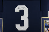 JOE MONTANA (Notre Dame navy SKYLINE) Signed Autographed Framed Jersey JSA