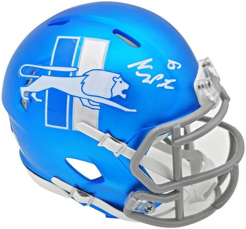 SAM LAPORTA AUTOGRAPHED LIONS MATTE BLUE ALTERNATE MINI HELMET BECKETT 230027