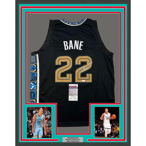 Framed Autographed/Signed Desmond Bane 33x42 Memphis Black Jersey JSA COA