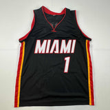 Autographed/Signed Chris Bosh Miami Black Basketball Jersey JSA COA