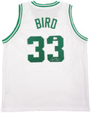 BOSTON CELTICS LARRY BIRD AUTOGRAPHED WHITE JERSEY BECKETT BAS STOCK #203448