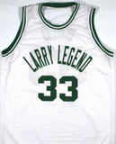 Larry Bird Autographed White Pro Style Jersey - Beckett W Hologram *Silver