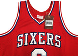 76ERS JULIUS DR. J ERVING AUTOGRAPHED MITCHELL & NESS JERSEY XL BECKETT 230252