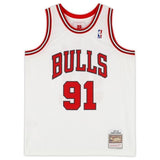 Dennis Rodman Autographed Chicago Bulls White Mitchell & Ness Jersey Fanatics