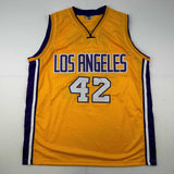 Autographed/Signed James Worthy Los Angeles LA Yellow Basketball Jersey JSA COA