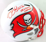 Mike Alstott Autographed Buccaneers Flat White Speed Helmet SBC- Beckett W *Red