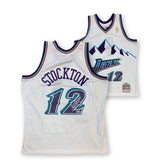 John Stockton Signed Utah Jazz Mitchell Ness White Swing Jersey Beckett XXL #12