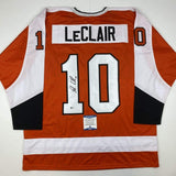 Autographed/Signed John LeClair Philadelphia Orange Jersey Beckett BAS COA