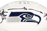 STEVE LARGENT & JIM ZORN AUTOGRAPHED SEAHAWKS WHITE LOGO FOOTBALL MCS 210468