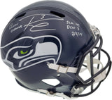 RUSSELL WILSON AUTOGRAPHED SEAHAWKS FULL SIZE HELMET STATS LE /48 RW HOLO 105818