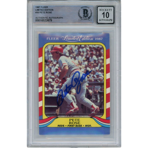 Pete Rose Autographed/Signed 1987 Fleer LE 36 10 Auto Trading Card Beckett 47118