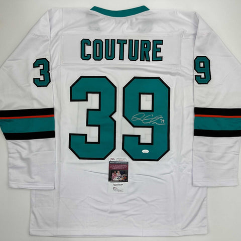 Autographed/Signed Logan Couture San Jose White Hockey Jersey JSA COA