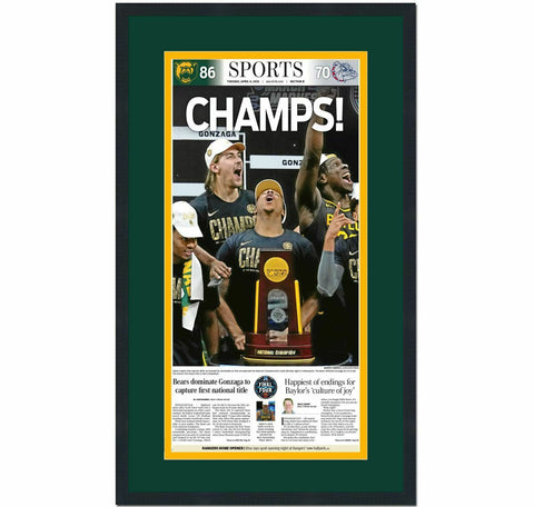 Framed Waco Tribune-Herald Baylor 2021 Champions Newspaper 17x27 Cover Photo V2