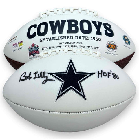 Bob Lilly Autographed Signed Dallas Cowboys Logo Football - Beckett