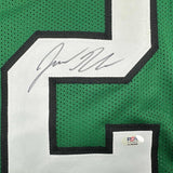 Framed Autographed/Signed Jason Kelce 35x39 Kelly Green Jersey PSA/DNA COA