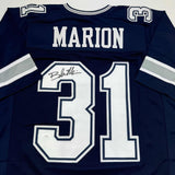 Autographed/Signed Brock Marion Dallas Blue Football Jersey JSA COA