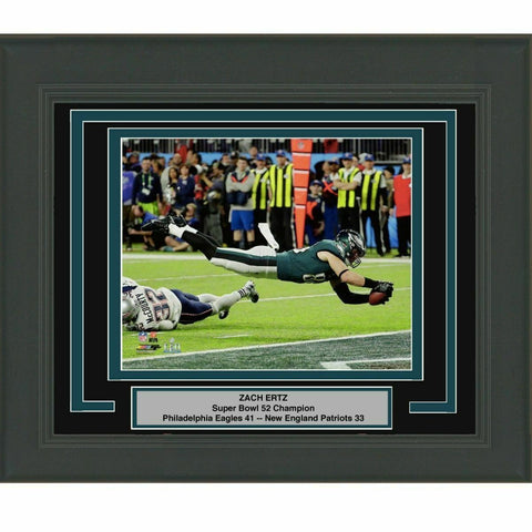 Framed ZACH ERTZ GW TD Eagles Super Bowl 52 8x10 Photo Professionally Matted #1