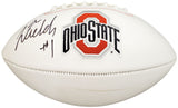 JUSTIN FIELDS AUTOGRAPHED OHIO STATE BUCKEYES WHITE LOGO FOOTBALL BECKETT 190000