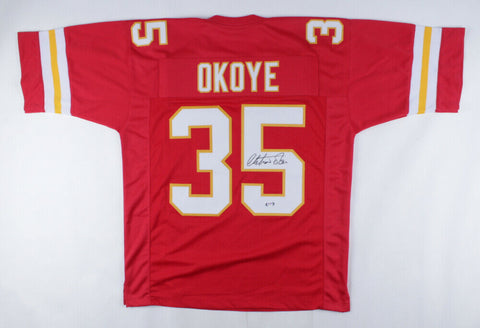 Christian Okoye Signed Chiefs Jersey (PSA Hologram) NFL Rushing Yards Ldr 1989