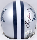 Staubach Pearson Signed Cowboys Mini Helmet w/Hail Mary Date-Beckett W Holo