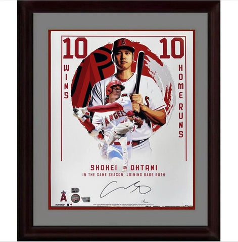 Shohei Ohtani Signed 16x20 Framed Photo Angels 10 Wins 10 HR Auto Fanatics /100