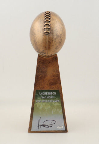 Andre Rison Signed 15 Inch Replica Lombardi Trophy (Schwartz) Green Bay Packers