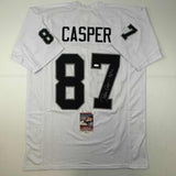 Autographed/Signed Dave Casper HOF 02 Oakland Las Vegas White Jersey JSA COA