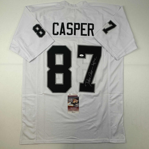 Autographed/Signed Dave Casper HOF 02 Oakland Las Vegas White Jersey JSA COA