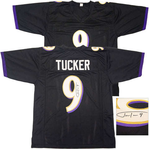 BALTIMORE RAVENS JUSTIN TUCKER AUTOGRAPHED SIGNED BLACK JERSEY JSA STOCK #232736