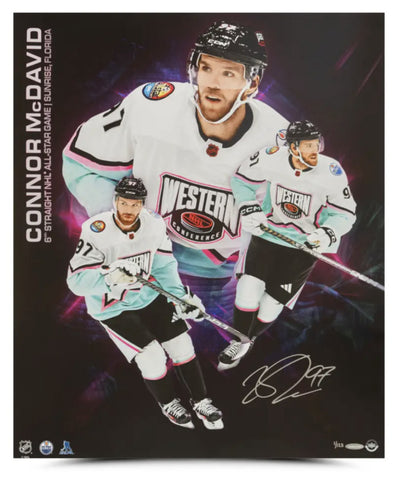 Connor McDavid Autographed "6 Time NHL All-Star" 20x24 Photo UDA LE 123