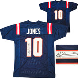 NEW ENGLAND PATRIOTS MAC JONES AUTOGRAPHED BLUE JERSEY BECKETT WITNESS 214796