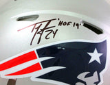 Ty Law Autographed NE Patriots Authentic FS Speed Helmet w/ HOF- Beckett W*Black