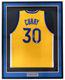 Stephen Curry Golden State Signed Framed Yellow Basketball Jersey JSA