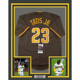 FRAMED Autographed/Signed FERNANDO TATIS JR. 33x42 Brown Jersey JSA COA