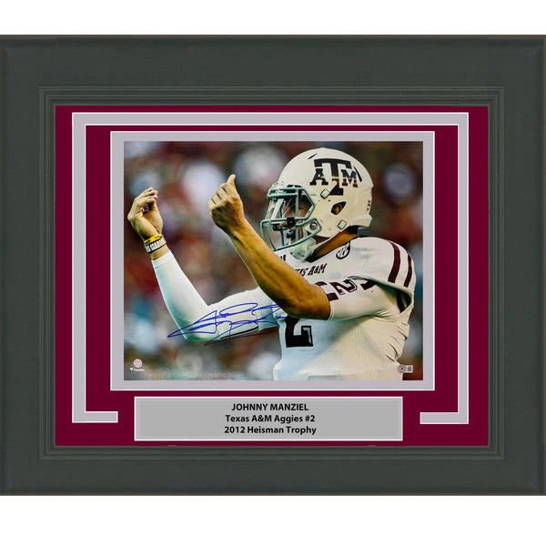 Framed Autographed/Signed Johnny Manziel Money Sign Texas 16x20 Photo BAS COA