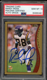 1998 Topps #352 Randy Moss RC Rookie Vikings On Card PSA Auto GEM MINT 10