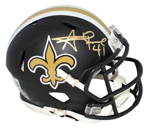 ALVIN KAMARA AUTOGRAPHED NEW ORLEANS SAINTS BLACK SPEED MINI HELMET BECKETT