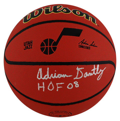 Adrian Dantley Signed Wilson Jazz Logo NBA Basketball w/HOF'08 - (SCHWARTZ COA)