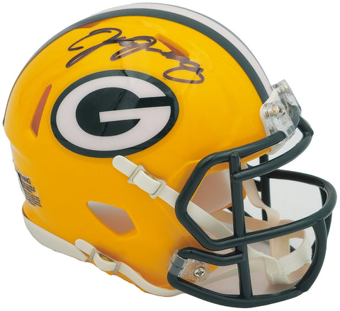JOSH JACOBS AUTOGRAPHED PACKERS YELLOW SPEED MINI HELMET BECKETT QR 236970