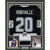 Framed Autographed/Signed Luc Robitaille HOF 09 35x39 LA Black Jersey JSA COA