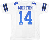 DALLAS COWBOYS CRAIG MORTON AUTOGRAPHED WHITE & BLUE JERSEY BECKETT QR 233738