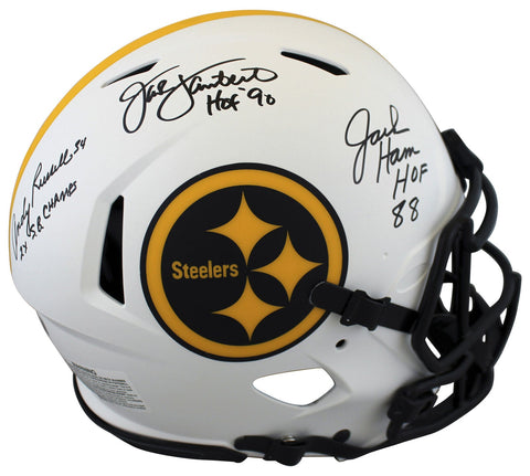 Steelers LBs (3) Signed Lunar Full Size Speed Proline Helmet BAS Witnessed